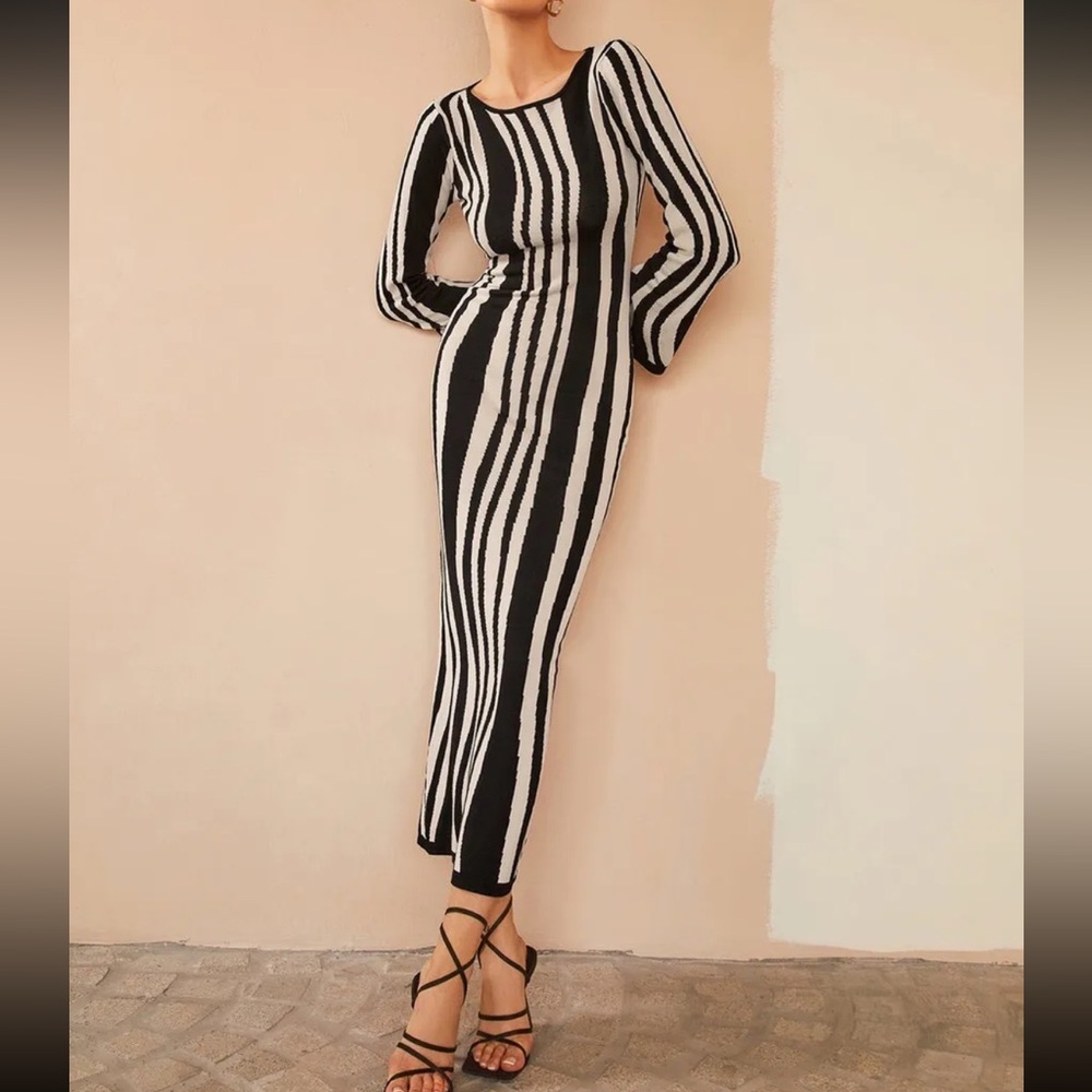 Commense Leisure Zebrataur Long Sleeve Maxi Dress Size S Small NWT